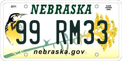 NE license plate 99RM33