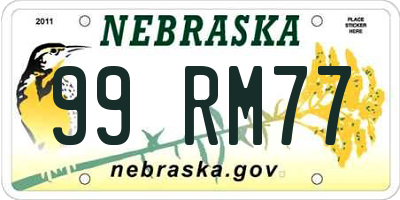 NE license plate 99RM77