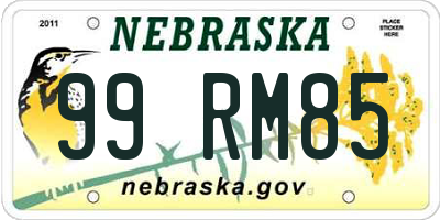 NE license plate 99RM85