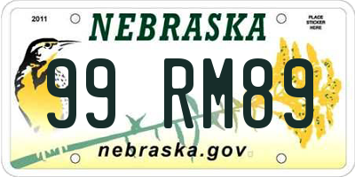 NE license plate 99RM89