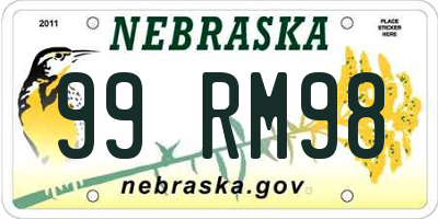 NE license plate 99RM98