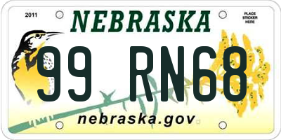 NE license plate 99RN68