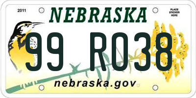 NE license plate 99RO38