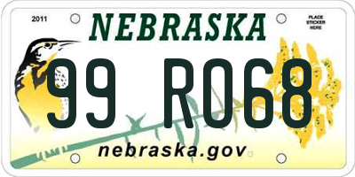 NE license plate 99RO68