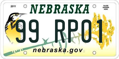 NE license plate 99RP01