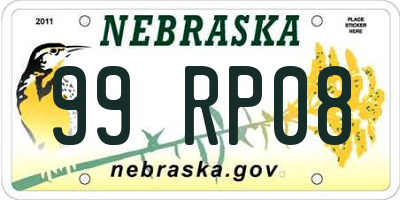 NE license plate 99RP08