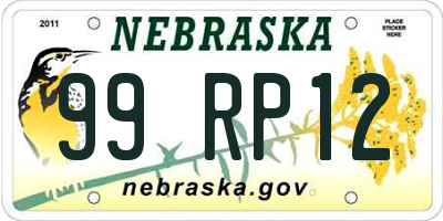 NE license plate 99RP12