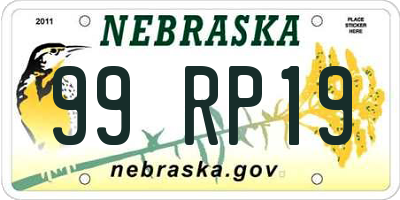 NE license plate 99RP19