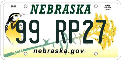 NE license plate 99RP27