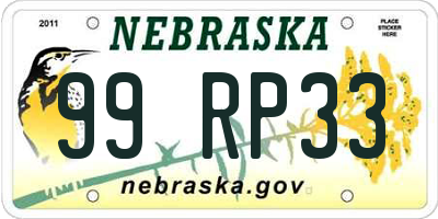 NE license plate 99RP33