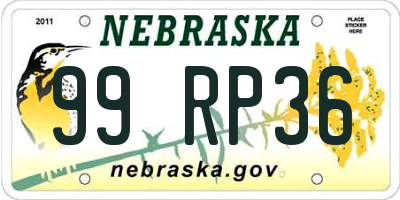 NE license plate 99RP36