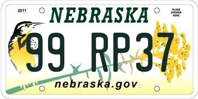 NE license plate 99RP37