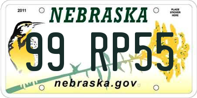 NE license plate 99RP55