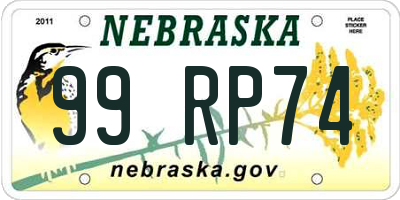 NE license plate 99RP74