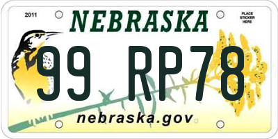 NE license plate 99RP78