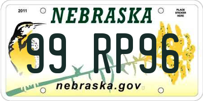 NE license plate 99RP96