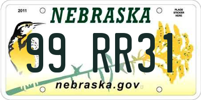 NE license plate 99RR31