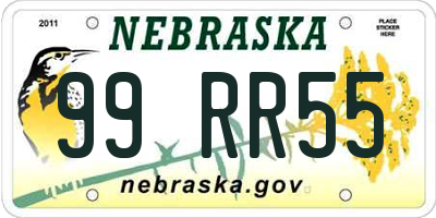 NE license plate 99RR55