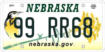 NE license plate 99RR68