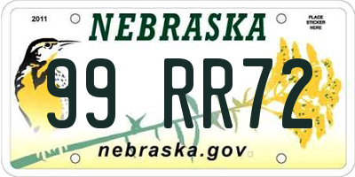 NE license plate 99RR72