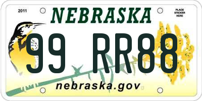 NE license plate 99RR88