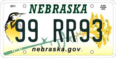 NE license plate 99RR93