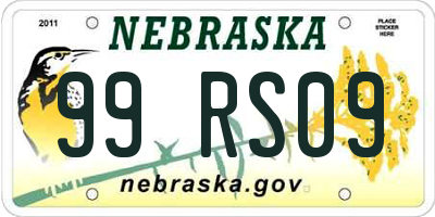 NE license plate 99RS09