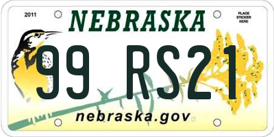 NE license plate 99RS21