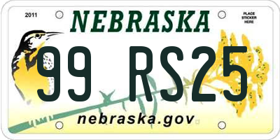 NE license plate 99RS25