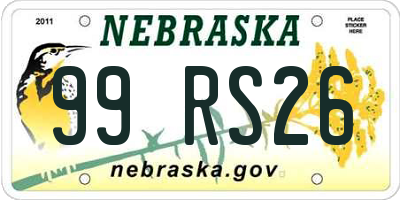 NE license plate 99RS26