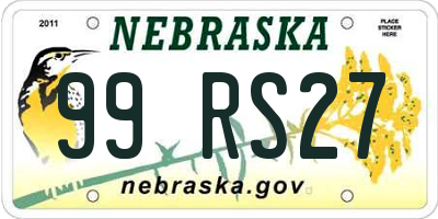 NE license plate 99RS27