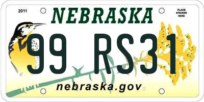 NE license plate 99RS31