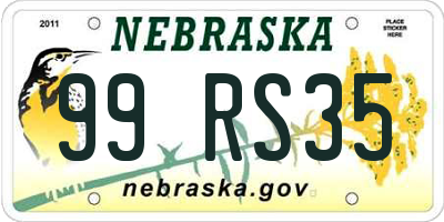 NE license plate 99RS35