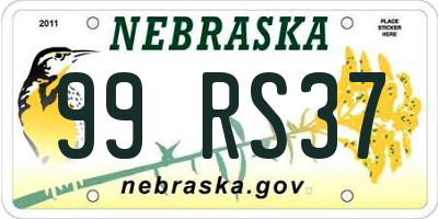 NE license plate 99RS37