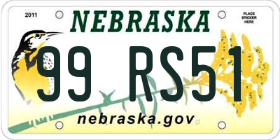 NE license plate 99RS51