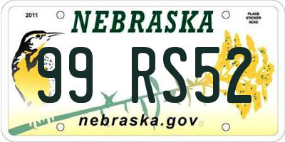 NE license plate 99RS52