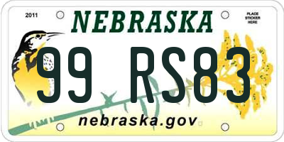 NE license plate 99RS83