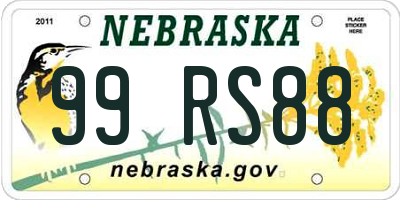 NE license plate 99RS88