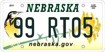 NE license plate 99RT05