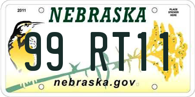 NE license plate 99RT11