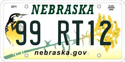 NE license plate 99RT12