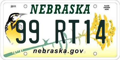 NE license plate 99RT14