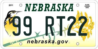 NE license plate 99RT22