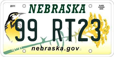 NE license plate 99RT23