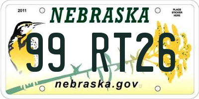 NE license plate 99RT26