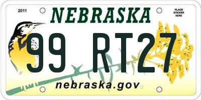 NE license plate 99RT27