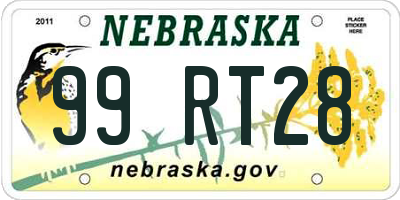 NE license plate 99RT28