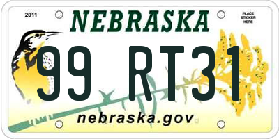 NE license plate 99RT31