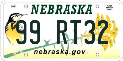 NE license plate 99RT32