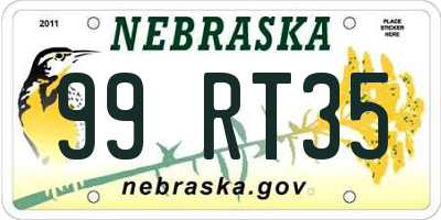 NE license plate 99RT35